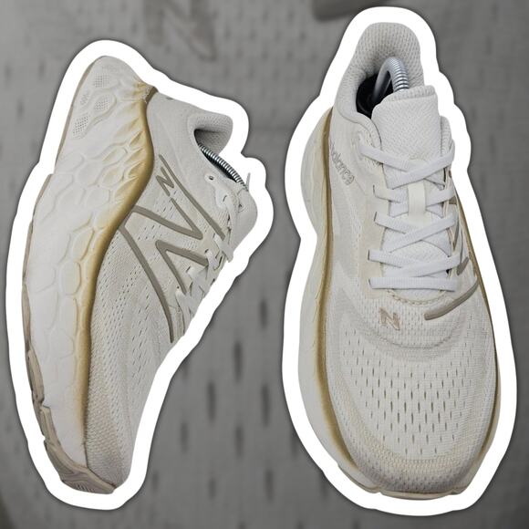 New Balance Shoes - New Balance Fresh Foam X More v4 Womens 10.5 B White Gold Running Shoes Sneakers
